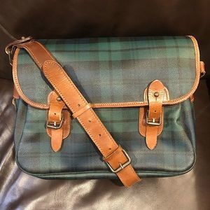 RALPH LAUREN Black Watch Plaid Crossbody Weekend Messenger Laptop Shoulder Bag